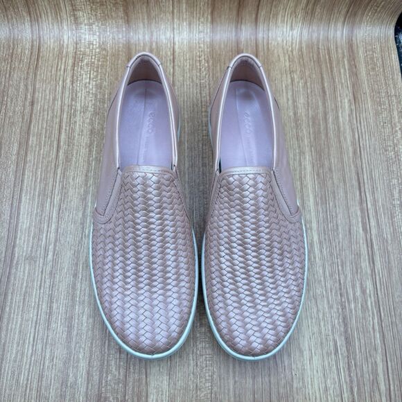 ECCO SOFT 7 WOMEN’S EU 42 US 11-11.5 CASUAL SLIP-ON PINK SHIMMER WOVEN LEATHER - Picture 7 of 8